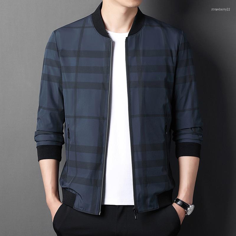 

Men's Jackets Thin Spring And Brand Autumn Casual Business Middle-aged Men's Baseball Collar Jacket Trend, Blue