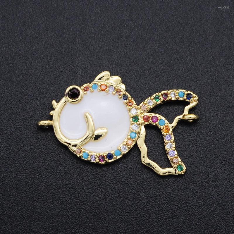 

Charms 26x15mm CZ Zircon DIY Jewelry Goldfish Charm Connectors Wholesale Bulk Order Discounts Jewellery Connector Custom Orders Welcome
