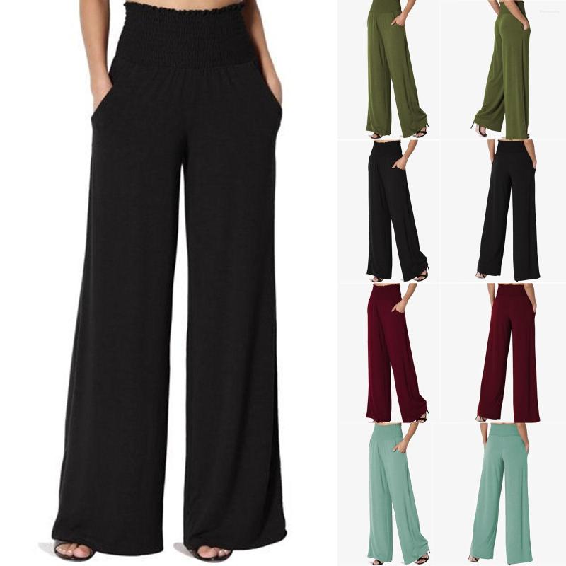 

Women' Pants Women' Fashion High Waist Loose Wide Leg Casual Elastic Pocket Solid Colors Trousers Sweatpants Pantalones Mujer#35, Black
