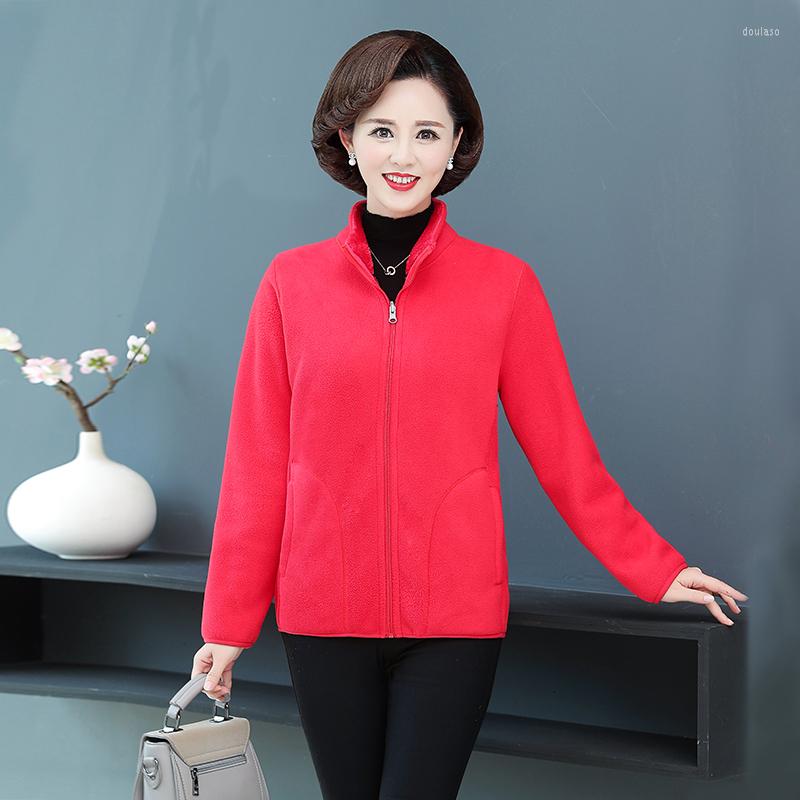 

Women's Jackets Middle Aged Women Warm Polar Fleece Coat Reversible Two Side Wearing Design Imitation Lamb Wool Lightweight Thermal Wear, Black