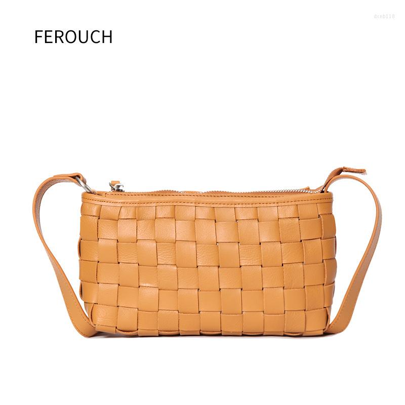 

Evening Bags Knitting Elegant And Intellectual Alar Package Retro Fashion Classic Cow Leather Shoulder Luxury High Quality Women Bag