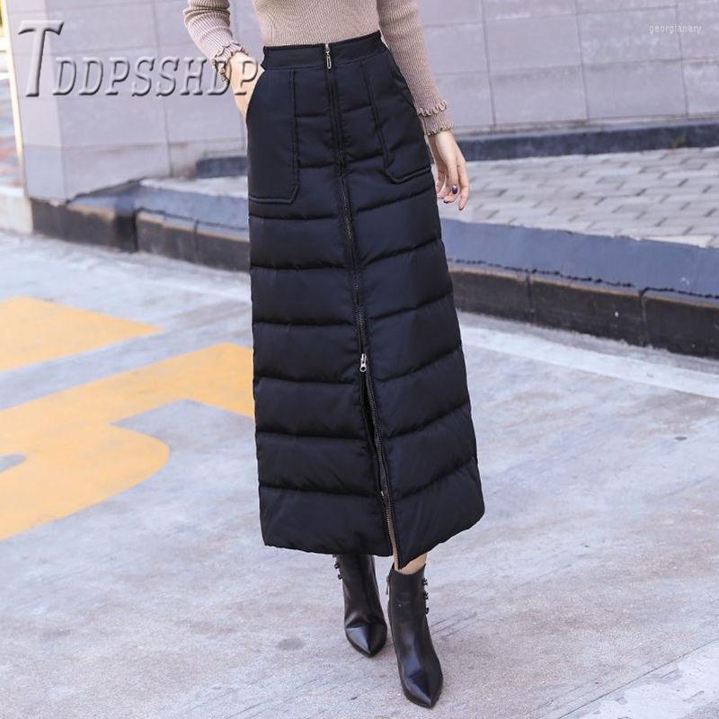 

Skirts 2023 Cotton Padded Windproof Women Skirt Zipper Warm Pocket Female