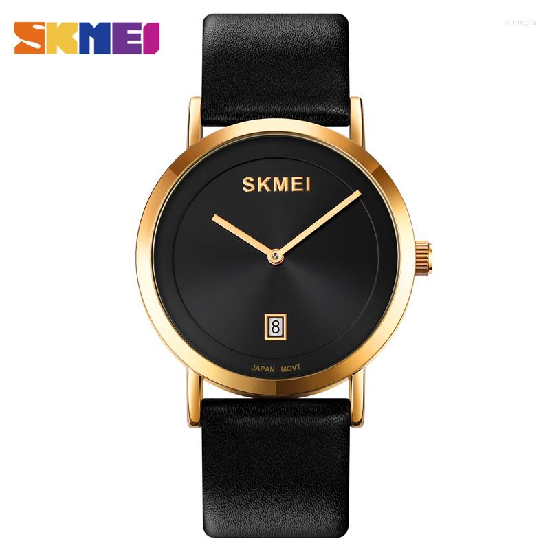 

Wristwatches SKMEI Simple Male Men Japan Quartz Movement Watch Waterproof Leather Strap Date Watches Reloj Hombre 2023, Black black