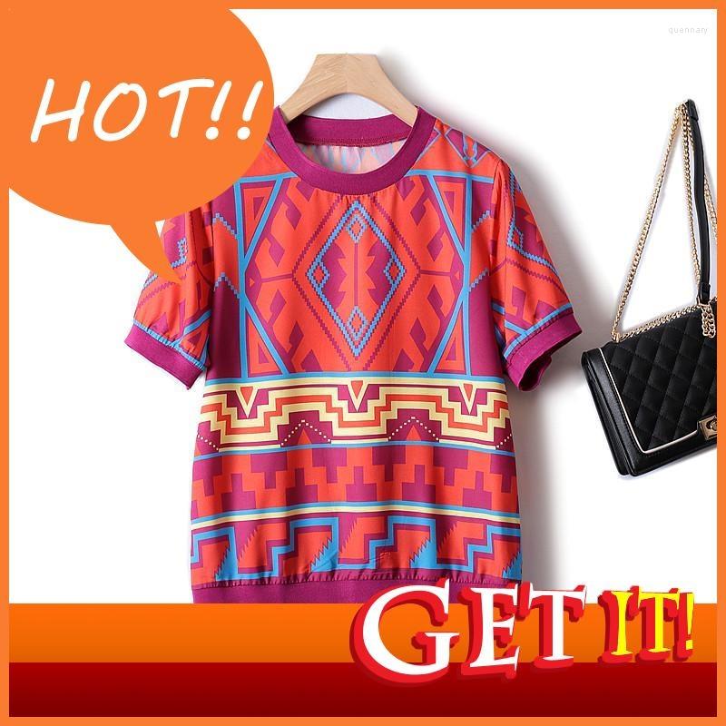 

Women's T Shirts Oversized T-shirt Summer 2023 Creative Geometric Figure European Fashion Irregular O Neck Chiffon Top Women's, Red