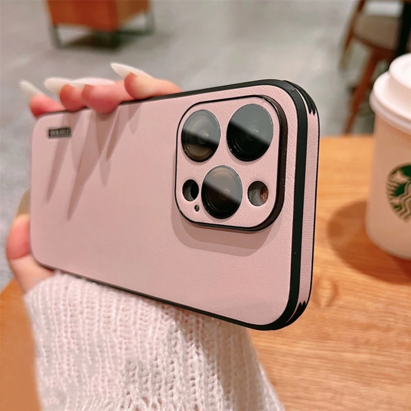 

Luxury Leather Cases For iPhone 14 13 12 Pro Max Plus Phone Micro Matte Comfortable Touch Feeling With Camera Glass Lens Cover ON