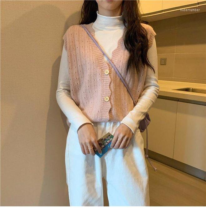 

Women's Vests Pink Autumn Women Knitted Top Loose Coat Simple Short Cloth Fashion Korean Lady Girls Waistcoat Sleeveless Sweater Vest, Blue vest