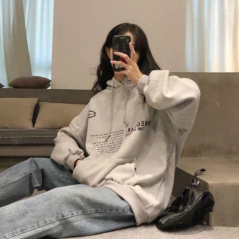 

Women' Hoodies Super-fire Plus Plus-thick Hooded Couple Wei Clothes Women Autumn And Winter Loose Korean Version Of The Top Tide, Gray