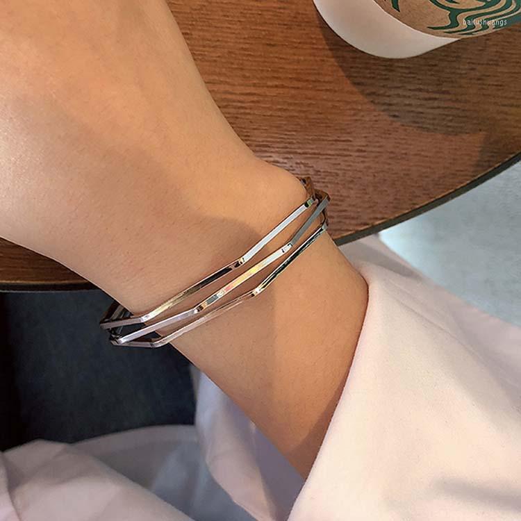 

Bangle Fashion Bohemia Simple Bangles For Women Brief Gold Color Open Geometry Charms Jewelry Valentines Gift