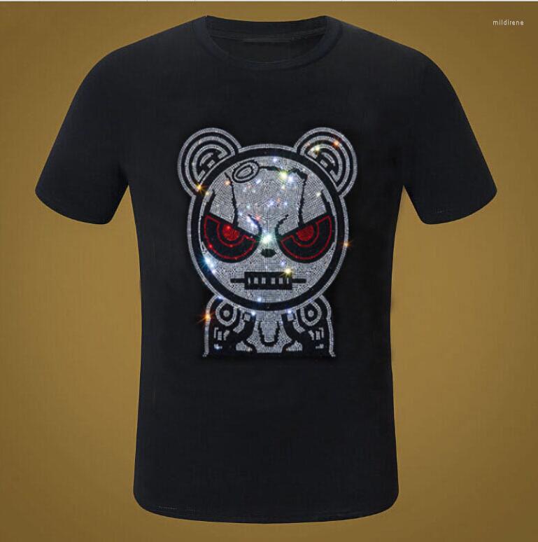 

Men's Polos Top Quality Drilling Man Tshirt European Fashion Tees Arrival, Black