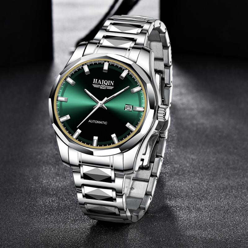 

Wristwatches HAIQIN Automatic Watch For Men Luxury Casual Mens Watches Mechanical 2023 Steel Waterproof Relogio Masculino, Blue