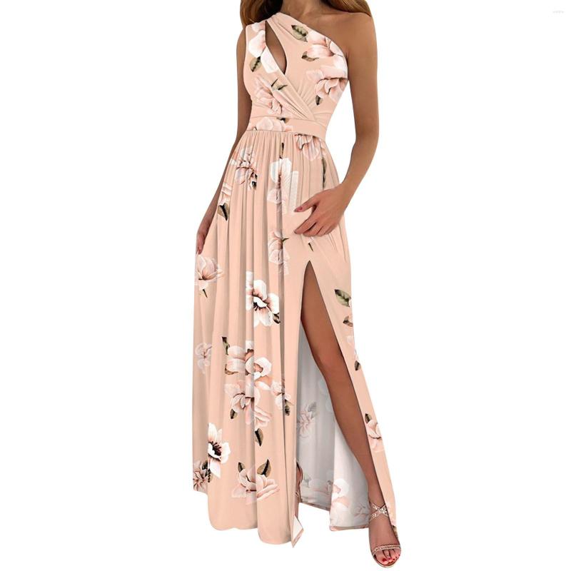 

Casual Dresses Women Long One Shoulder Elegant Evening Dress Flower Fashion Party Festive Women' For Year, Pink