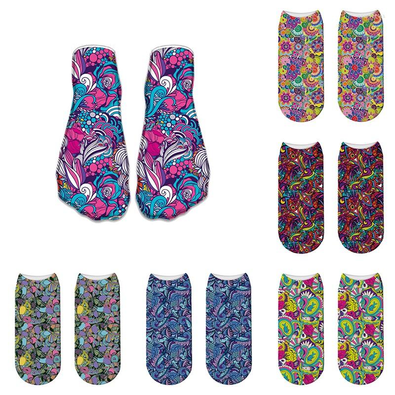 

Women Socks Mandala Printed Summer Unisex Fashion Colorful Happy Low Ankle Funny Harajuku Cotton Short For Female, Style6