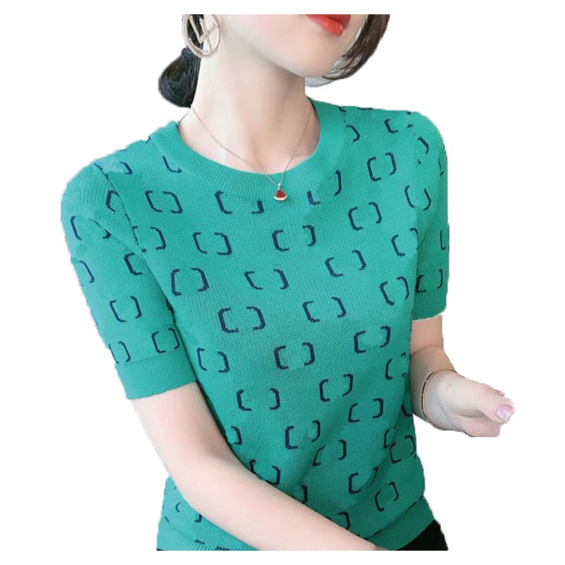 Womens Knits T-shirt Designer Paris Brand tshirt Sweater Pullover Four Leaf Alfalfa Classic Print Women Short Sleeve Tees green Top Breathable Cl