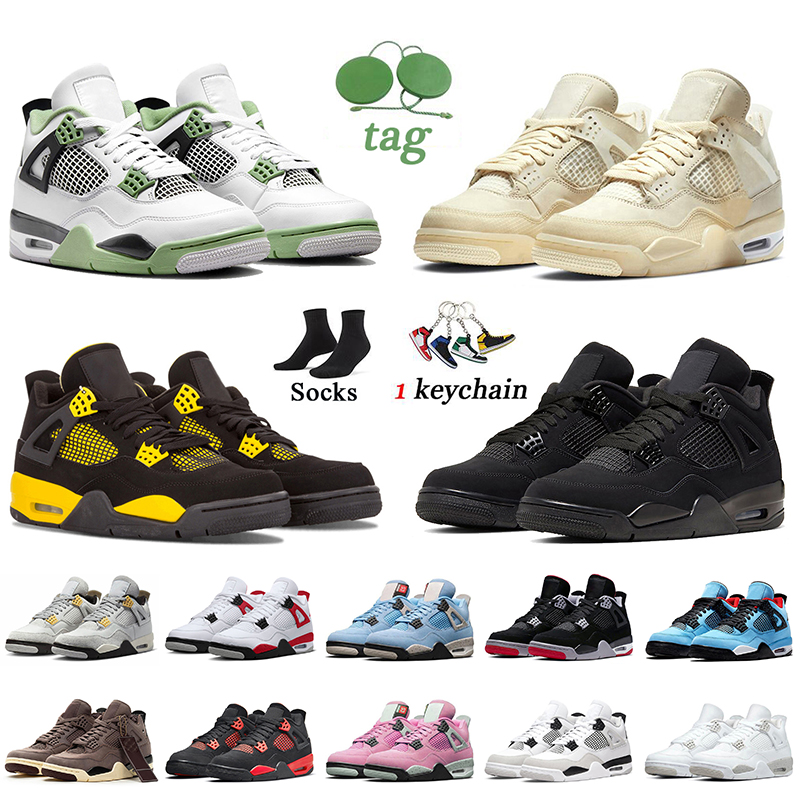 

Jumpman Retro 4 Basketball Shoes 4s Seafoam Sail Thunder Military Black Cat White Oreo Women Mens Trainers J4 Bred Photon Dust Midnight Navy Red Cement Sneakers, C30 cactus jack 40-47
