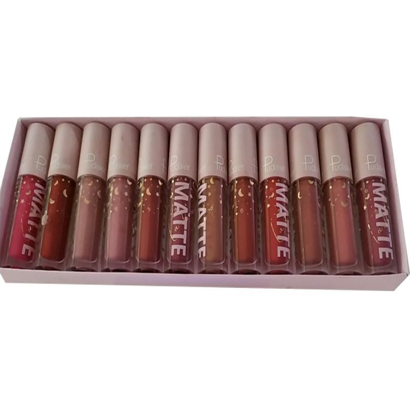 

Lip Gloss Colors 12 Pcs/set Velvet No Fading Lipstick Set Waterproof Cosmetics Long Lasting Female Makeup TSLM1, 12colors 1set