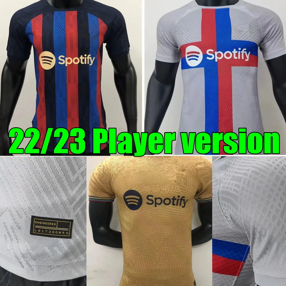 

New 22 23 FC ANSU FATI soccer jerseys Player version Camisetas de football home away 3rd MEMPHIS BARCElONA PEDRI BARCA 2022 2023 F. DE JONG DEST shirts sets third, Image