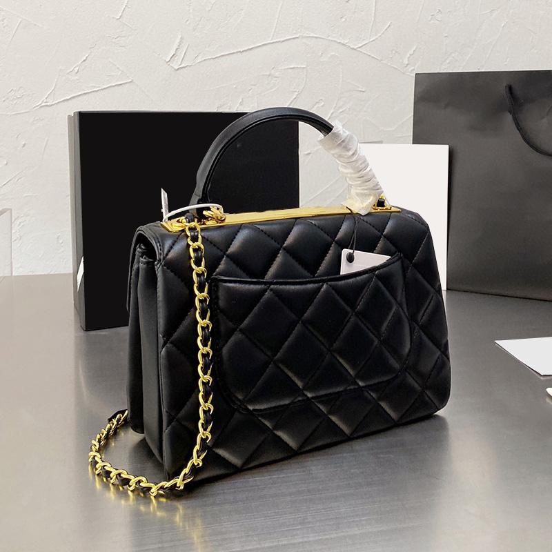 

22P Calfskin Leather Trendy Bags Top Handle Totes Quilted Matelasse Chain Cross Body Shoulder Classic Flap Large Capacity Famous Designer Luxury Handbags 25x17CM, Red little plaid