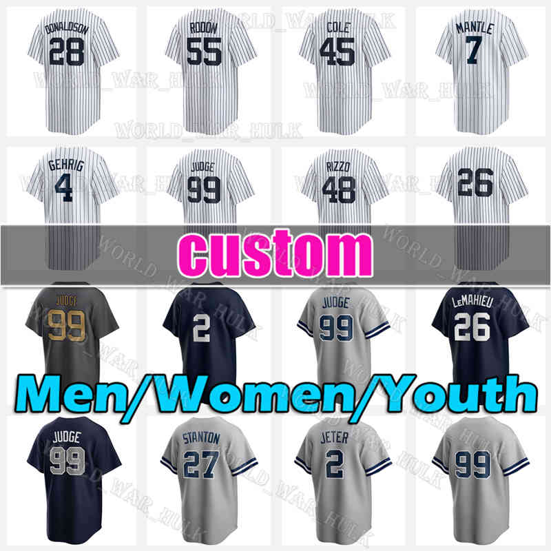 

Aaron Judge Jersey Anthony Rizzo Frankie Montas Baseball Derek Jeter Mantle Carlos Rodon Clay Holmes Lou Gehrig Trivino Jose Trevino Harrison Bader Bernie Williams, Men jersey(y j-no name)