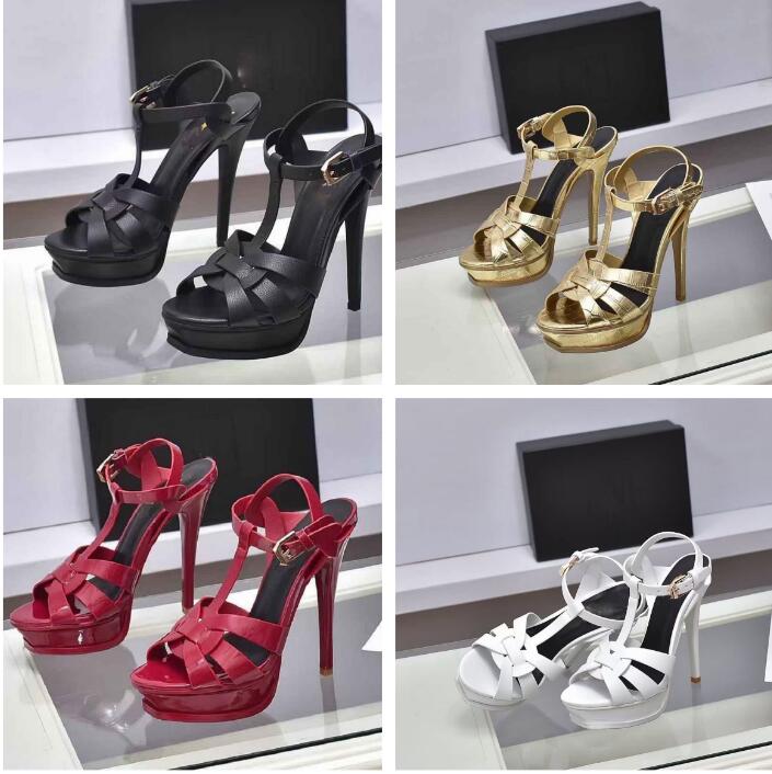 

Luxury designer Tribute Patent Soft Leather Platform Sandals Womens high heel stiletto Gladiator Sandalias T-strap Lady Shoes Pumps 10cm and 14cm, 16