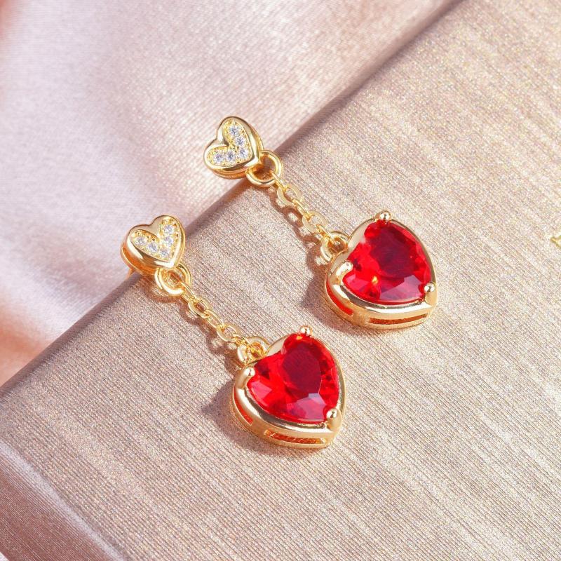 

Stud Earrings Advanced Original Design Red Heart Women's Sparkling High Carbon Diamond Luxury Jewelry Gifts Party