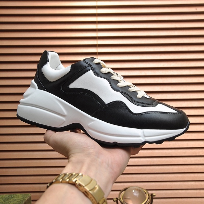 

Rhyton Black Men Shoes Top Trainers 620185 99WF0 4371 Vintage Luxury Chaussures Ladies Designer Sneakers Size 35-46, Color 2