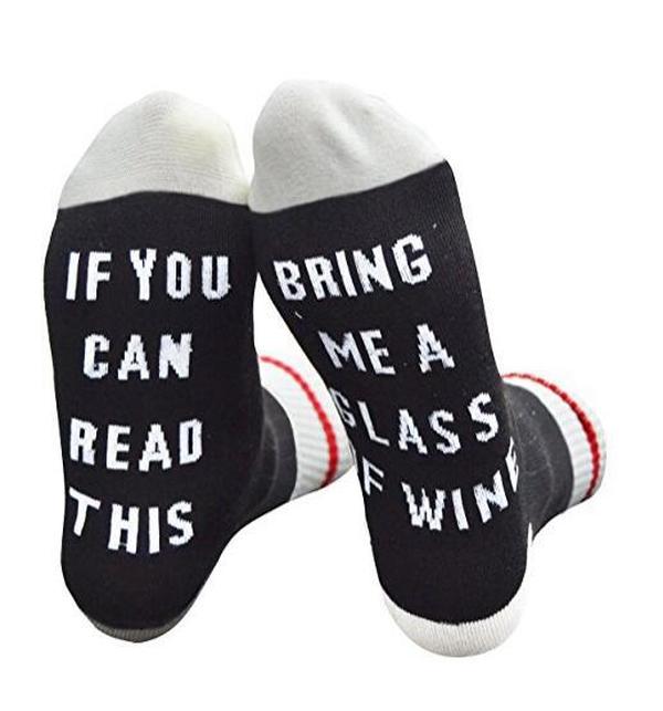 

if you can BRING ME A GLASS OF WINE Sock Comfortable Cotton Socks 2021, Black