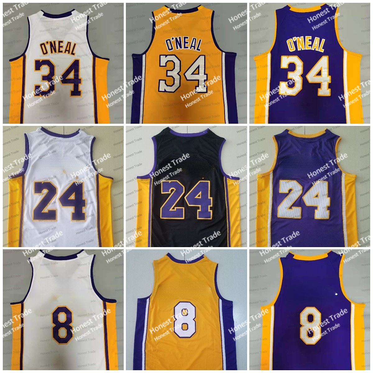 Retro Basketball Jerseys 34 Shaquille 24 Yellow Purple 8 Black Shaq Throwback Mens Jerseys Stitched 2000-01 2003-04 2008-09 1999-00