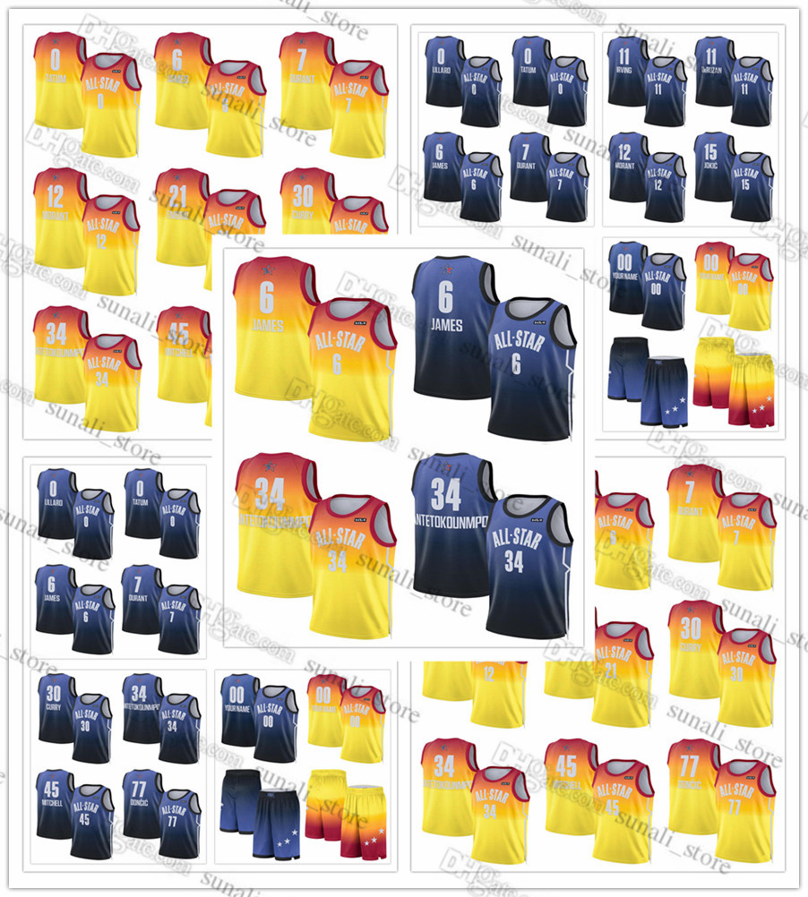 

2023 All-Star Basketball Jerseys Giannis Antetokounmpo LeBron James Nikola Luka Jokic Doncic Stephen Curry Jayson Tatum Kevin Kyrie Durant Irving Morant Embiid, Shorts (no player name and number)