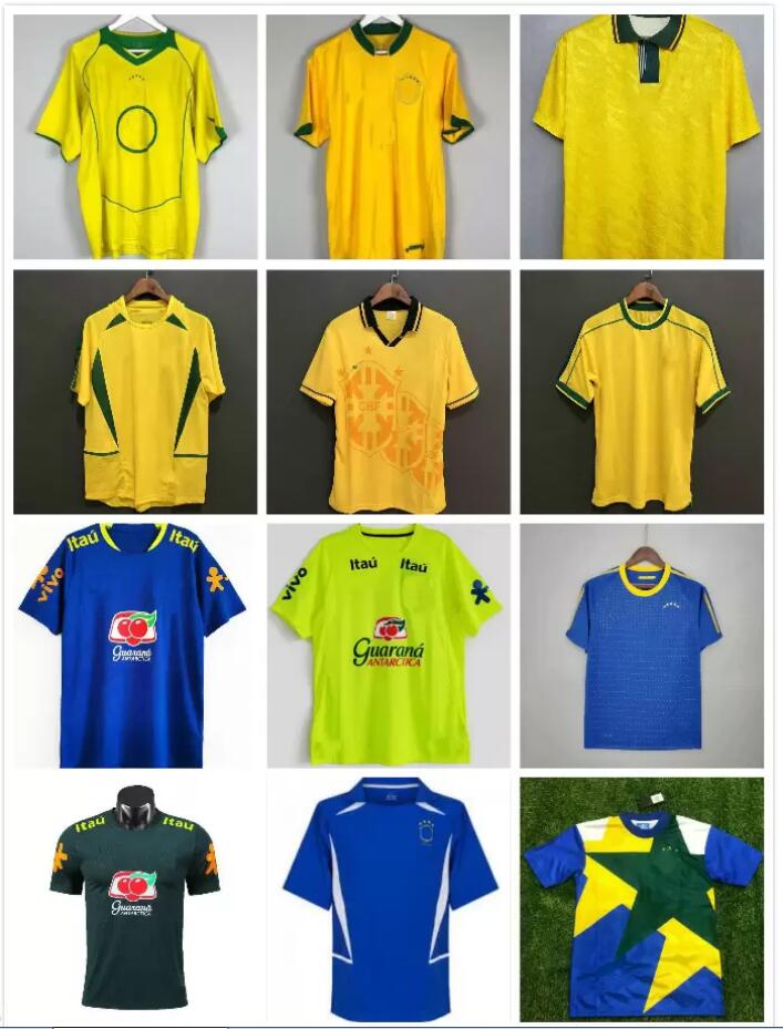 

Brasil Camisa de futebol 2002 2004 2006 2010 Retro Soccer Jerseys Vintage Maillot Classic Football Shirt #9 RONALDO #10 RIVALDO #11 RONALDINHO 1957 1988 1994 1998 2000