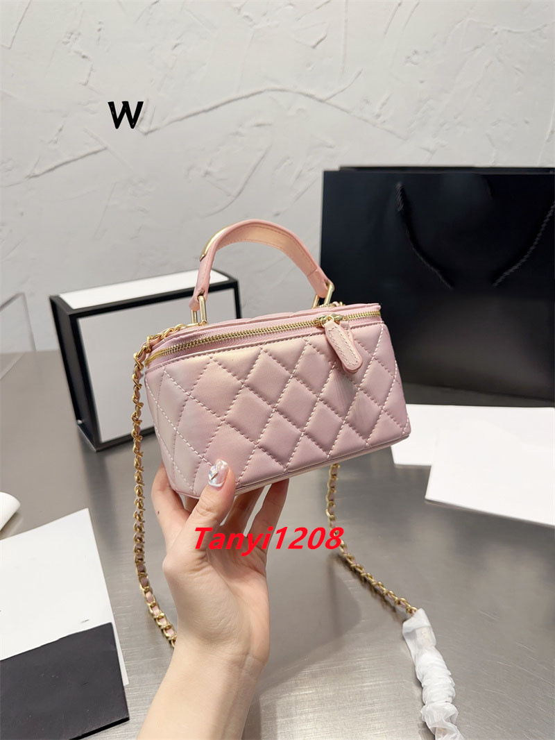 

Upgraded CC Classic Crossbody Box Bag Fashion Women's Shoulder Bags Designer Luxury Handbags Spring-Summer Lambskin Quilted Small Top Handle Vanity Case With Chain, Black