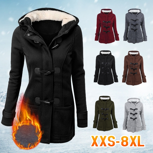 

Women' Fashion Casual Coat Hooded Wool Long Coat Loose Hoodies Autumn Winter Jackets Plus Size -5XL, As pictures