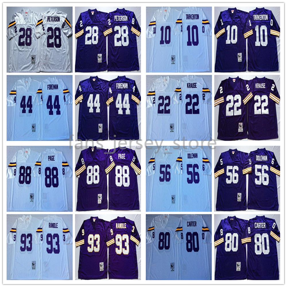 

Vintage Football Jersey 10 Fran Tarkenton 22 Paul Krause 44 Chuck Foreman 56 Chris Doleman 80 Cris Carter 93 John Randle Jersey, Same as picture