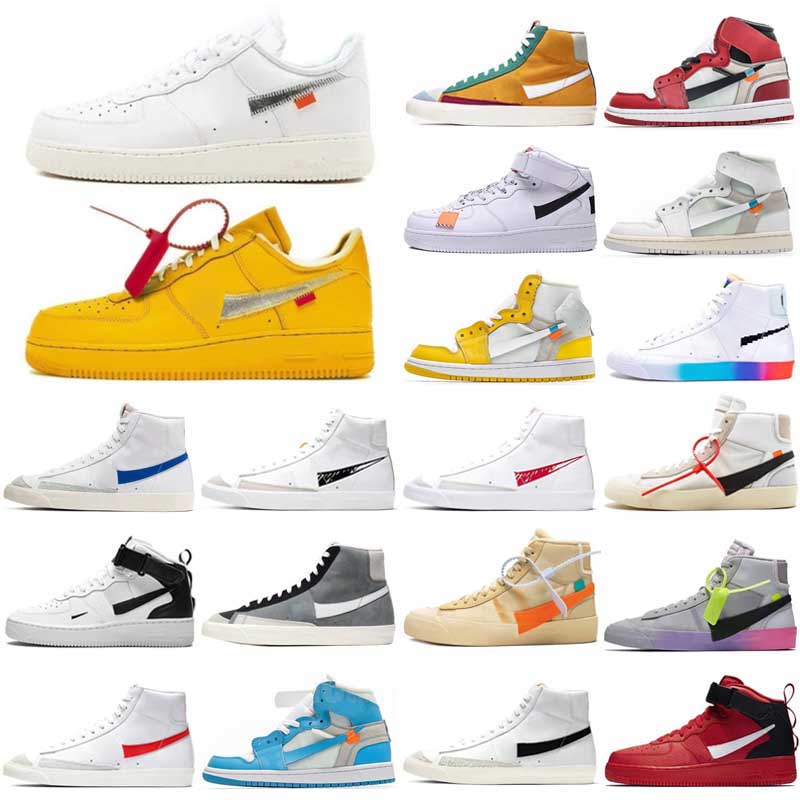 

Original OG Offs White Mens Trainers Running Shoes Platform One Blazer Mid 77 Fly Knit 90 90s 1s Black Cat Volt Wolf Grey Sail Comet Red Womens Sneakers Jogging, Color 15
