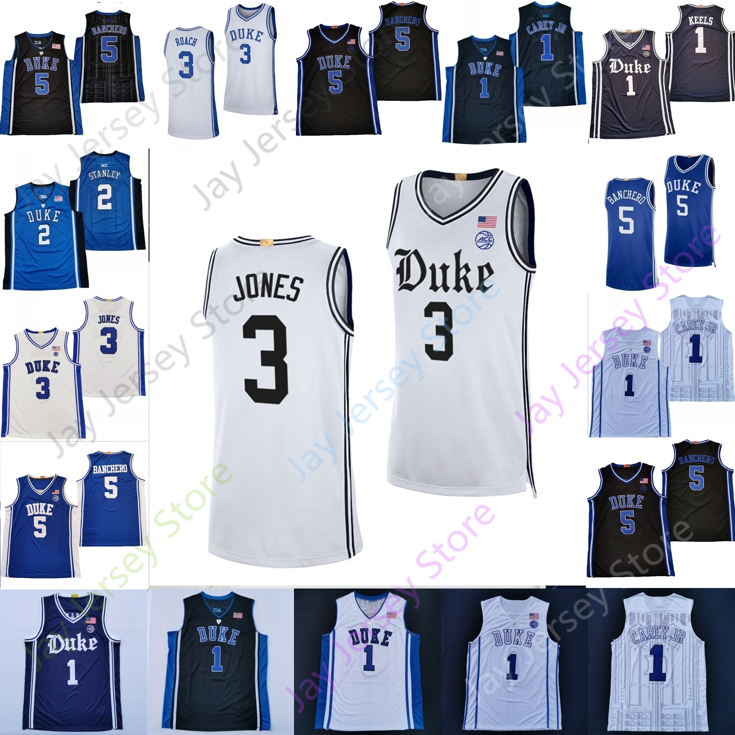 

Duke Blue Devils Jeremy Roach Basketball Jersey NCAA College Mark Mitchell Ryan Young Kyle Filipowski Blakes Grandison Proctor Griffin Banchero Tatum Williamson, 2020 white