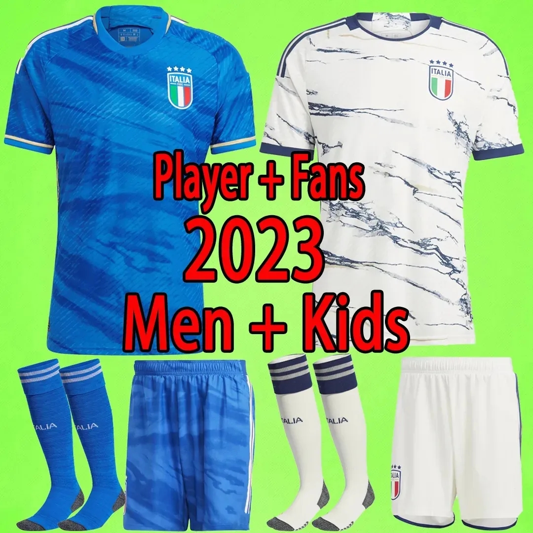 

2023 italy soccer jerseys Italia 23 24 Fans Player version maglie da calcio VERRATTI CHIESA GNONTO football Shirt T LORENZO PINAMONTI POLITANO GRIFO kids kit uniform, 22 23 away kids