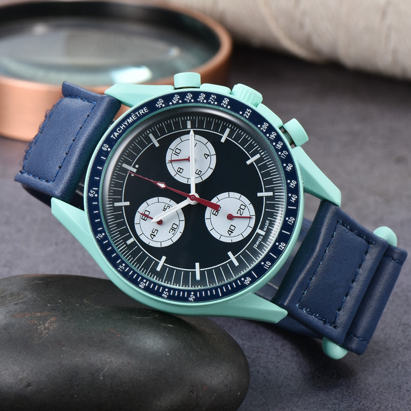 

Planet Moon Mens Watches Full Function Quarz Chronograph Watch Mission To Mercury 42mm Luxury Watch Limited Edition Master Wristwatches