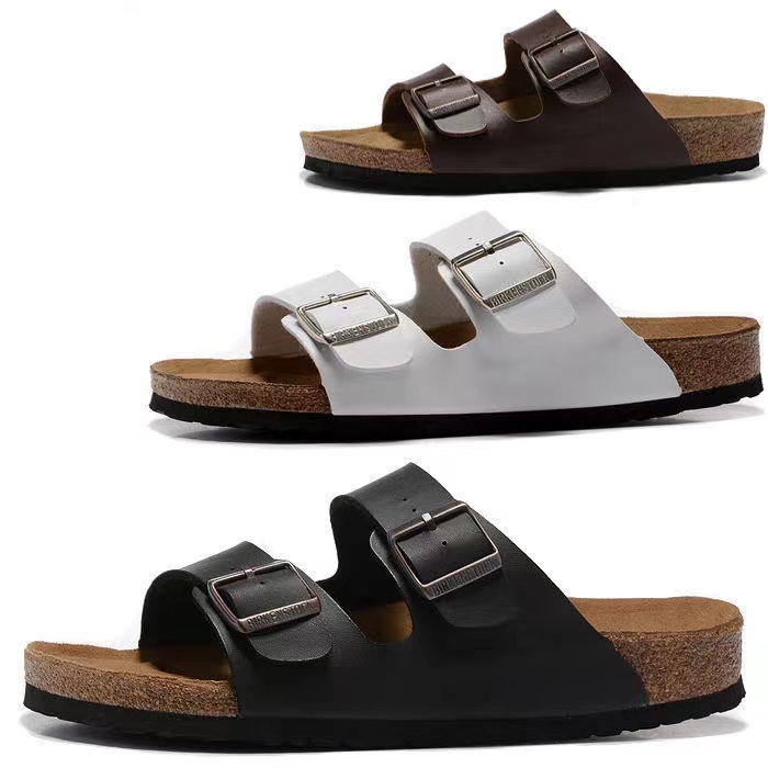 

Women Sandals Slide Slipper Ladies Flat Mule Waterfront Brown Printed Sandal Gladiator Leather Slides Double Row Button Slippers