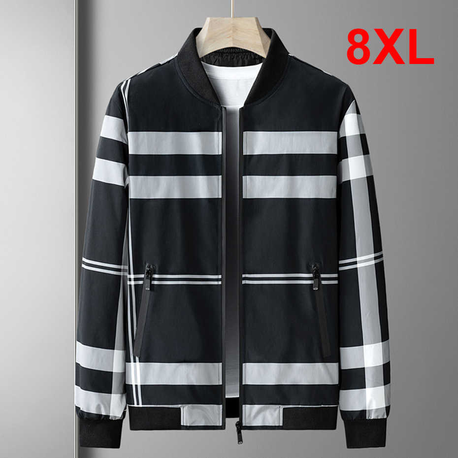 Men's Jackets Striped Plaid 8XL Plus Size Coat Spring Autumn Baseball Male Big Stripe Coats Y2302-image-839869332