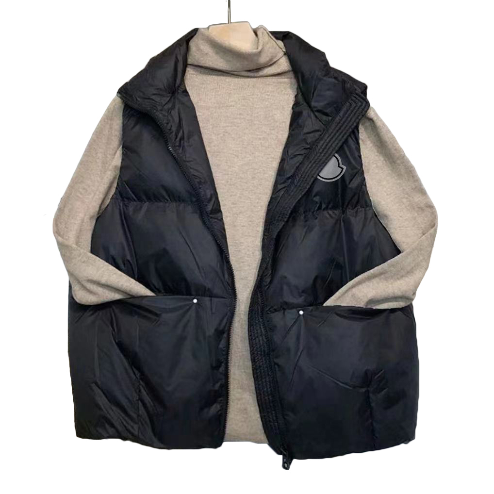 Winter men's and women's warm solid color down vest sleeveless jacket classic feather Vest jacket casual warm vest coat fluffy parka
