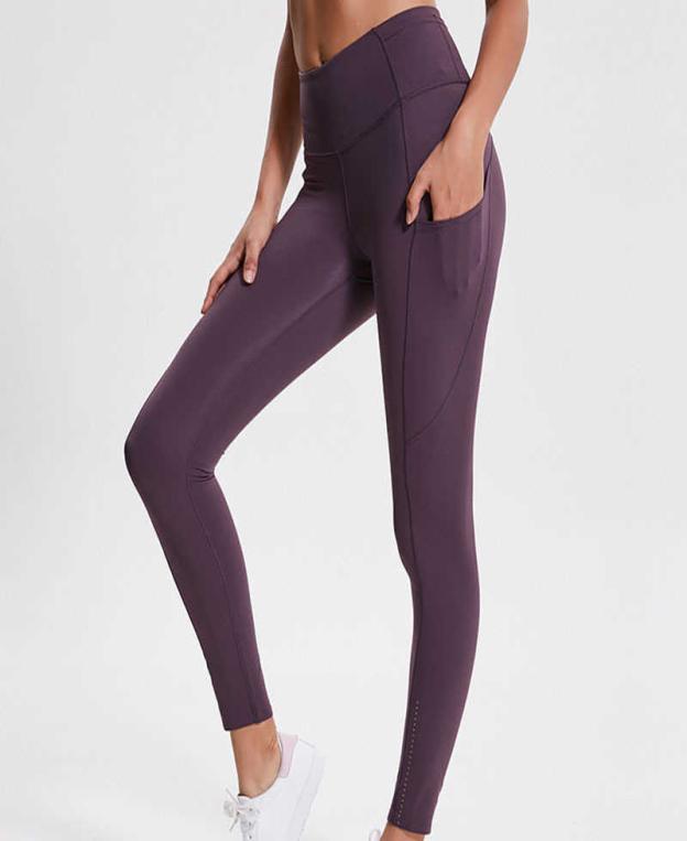 

NWT L01 Spandex Women yoga pants Outfits Solid Sports Gym Wear High Waist Workout Leggings Elastic Fitness Lady Overall Tights Tr8401431, Purple