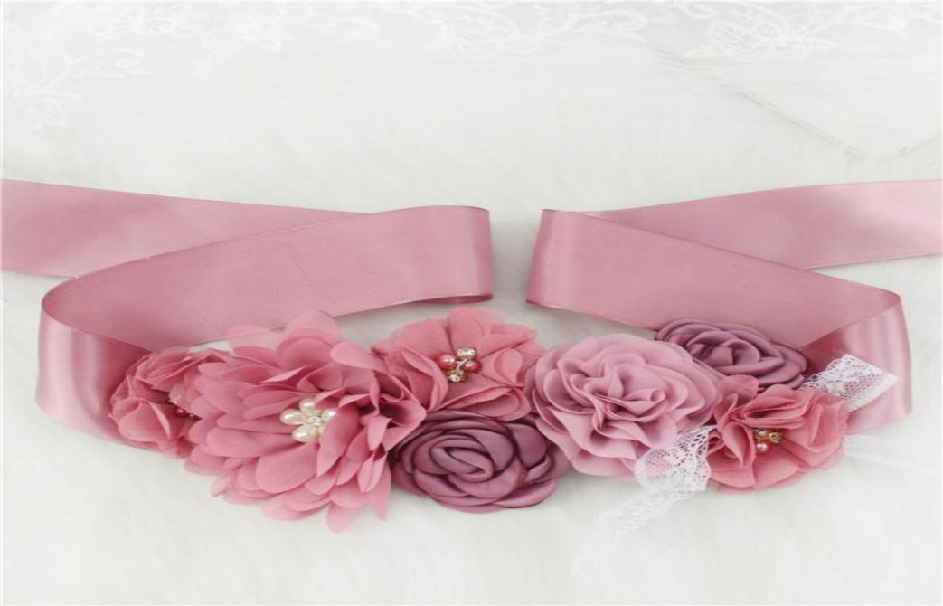 

Pink White Blue Purple Fashion Flower Wedding Belts Pearl Bow Wedding Dress Belt Bridal Ribbon Sash Belt Party Bridesmaid Dress5087674, Red