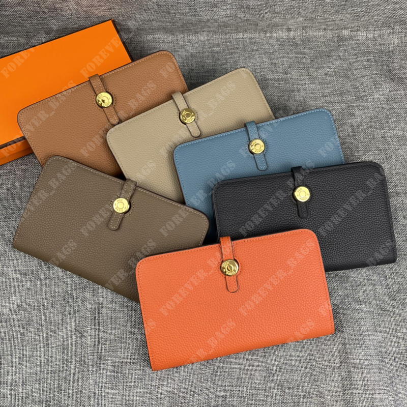 

Designer Leather Pouch H Briefcase Dogon Duo Wallet Tago H Gold Envelope Handbag Wallets Women Card Holder Coin Pouch Passport Holder, Grey