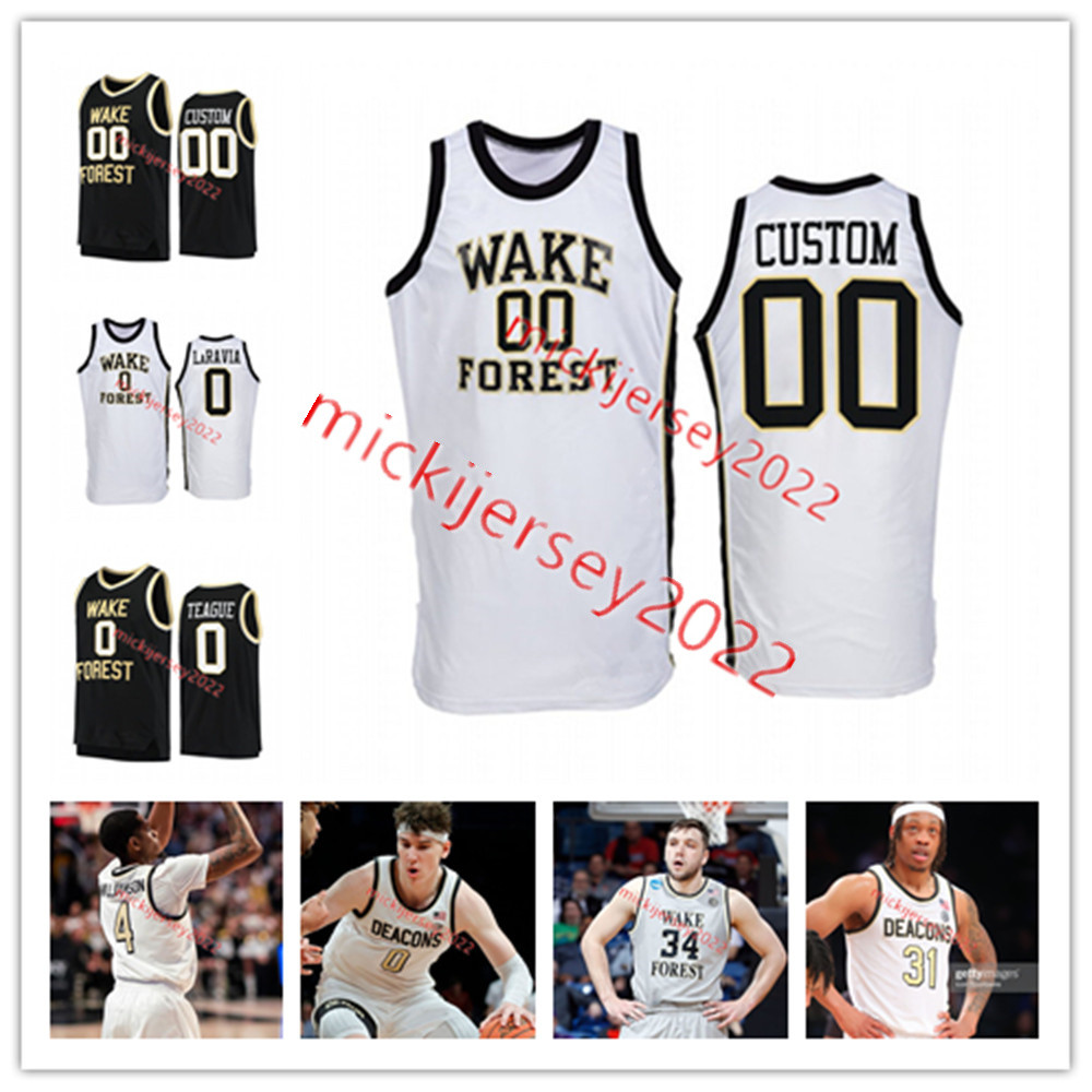 

College Basketball Wears Wake Forest Jersey Custom Stitched Mens Youth Damari Monsanto Matthew Marsh RJ Kennah Xiaolong Xu Kevin Dunn Wake Forest Demon Deacons, White wake forest
