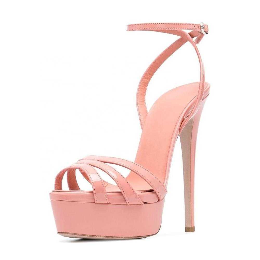 

Plus size platform outdoor women's sandals round toe ankle buckle thin high heels simple sexy summer shoes, Purple8