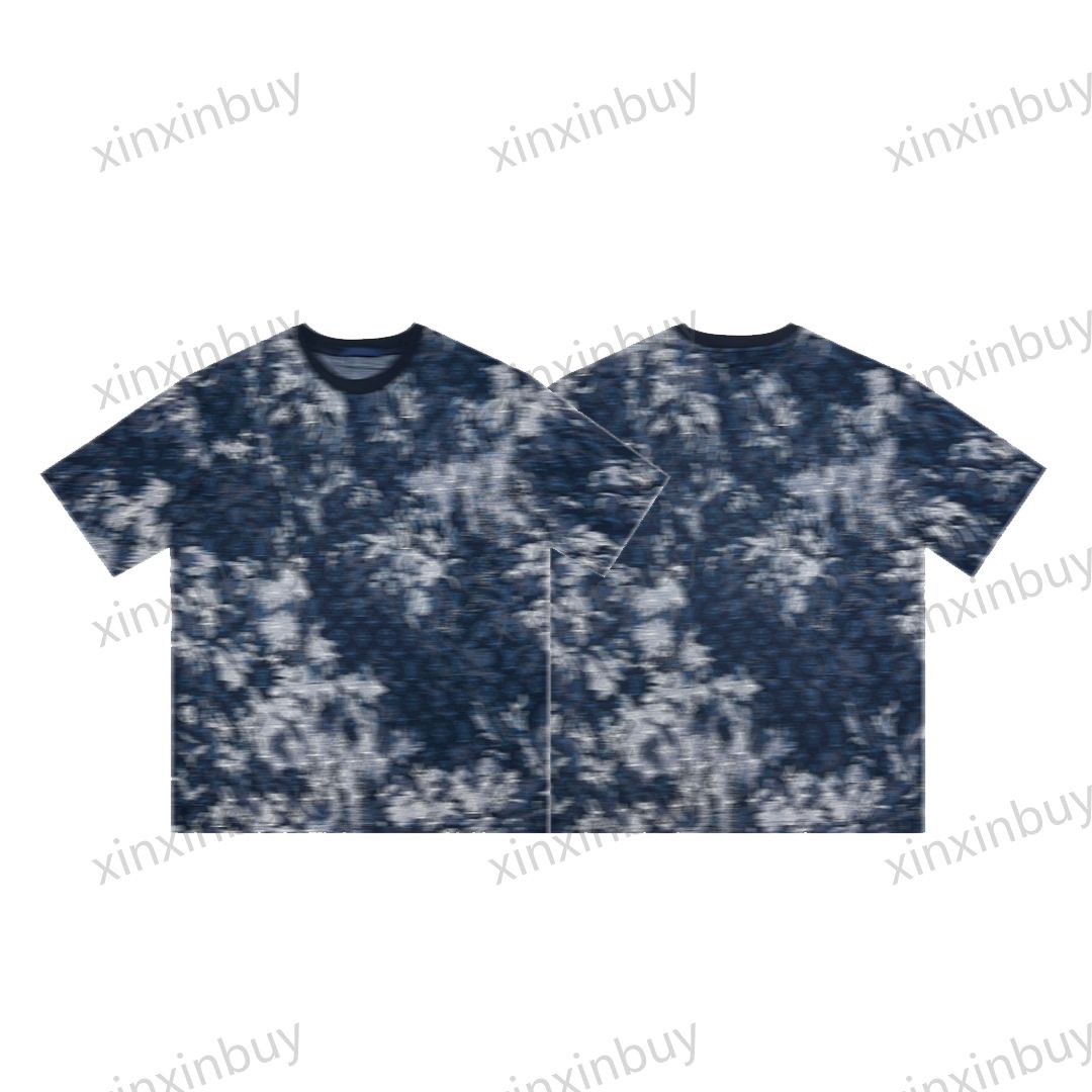 

xinxinbuy Men designer Tee t shirt 23ss paris 1854 pattern camouflage Knitted short sleeve cotton women black blue M-XL, 01