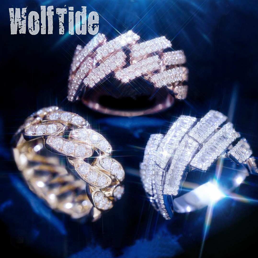 

Fine Quality Hip Hop Cuban Chain Ring for Men Male Full Diamond Iced Out CZ Stone Cubic Zircon Gold Plated Rapper Finger Jewelry Bijoux Gifts