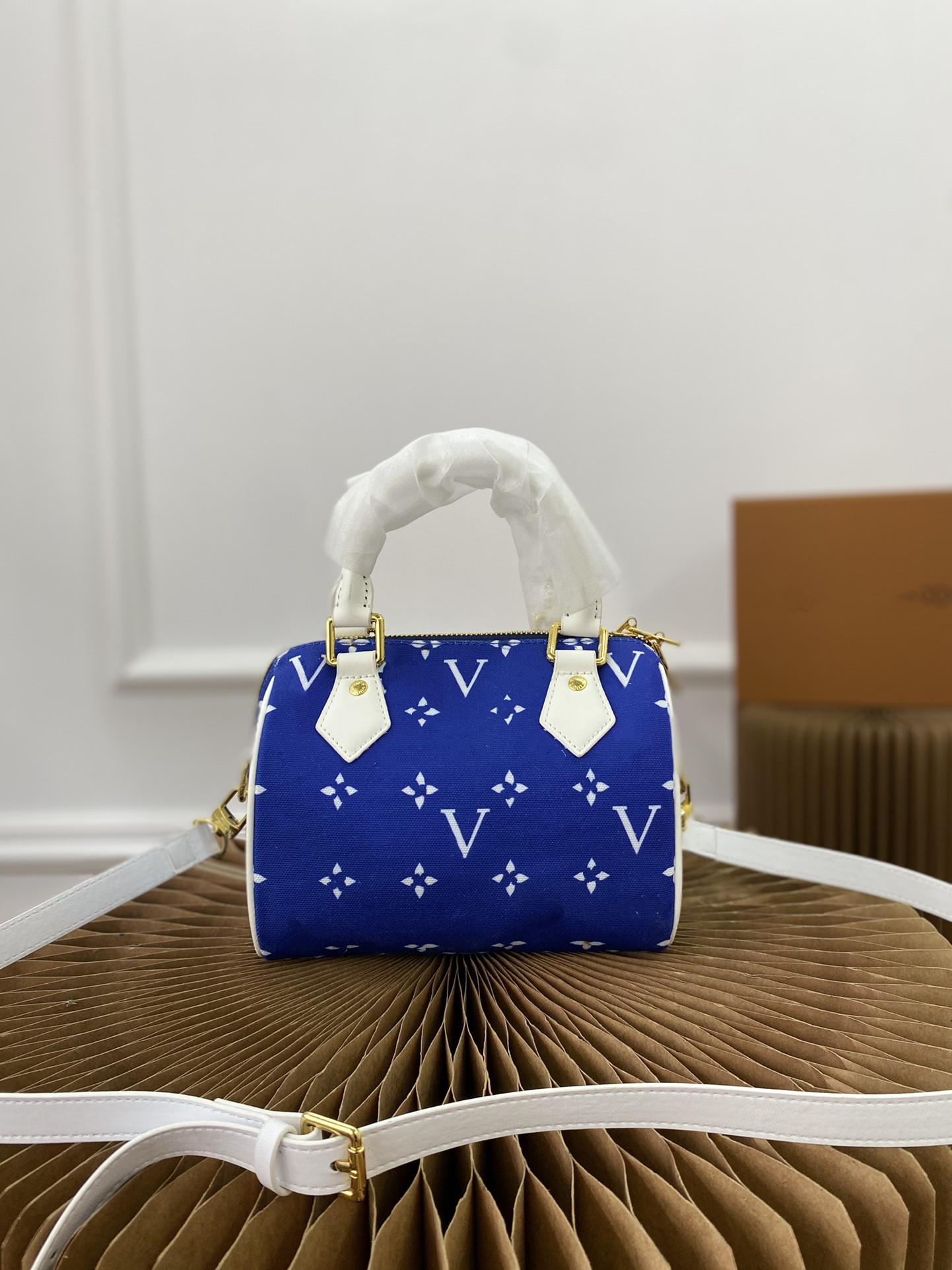 

CC M20751 Speedy Bandouliere Fabric Shoulder Bag Women Duffle Bag With Padlock Navy Blue Denim Jacquard CrossBody Designer Boston Bags