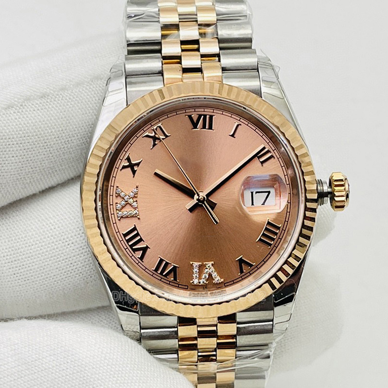 

Datejust 41mm Two Tone Bracelet Women Watches Watch for Men Gold Oyster Perpetual Roma Dial With Diamond Selfwinding Wristwatch Sapphire Glass Waterproof 100m, Color 33