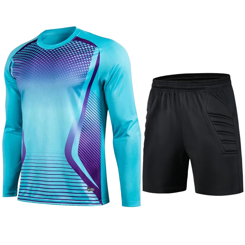 

Running Sets Men Custom Padded Goalkeeper Soccer Jersey and Shorts Youth Goalie Apparel Shirt and Pants Women Aldult Uniform Keeper Kit 230206, Black with shorts