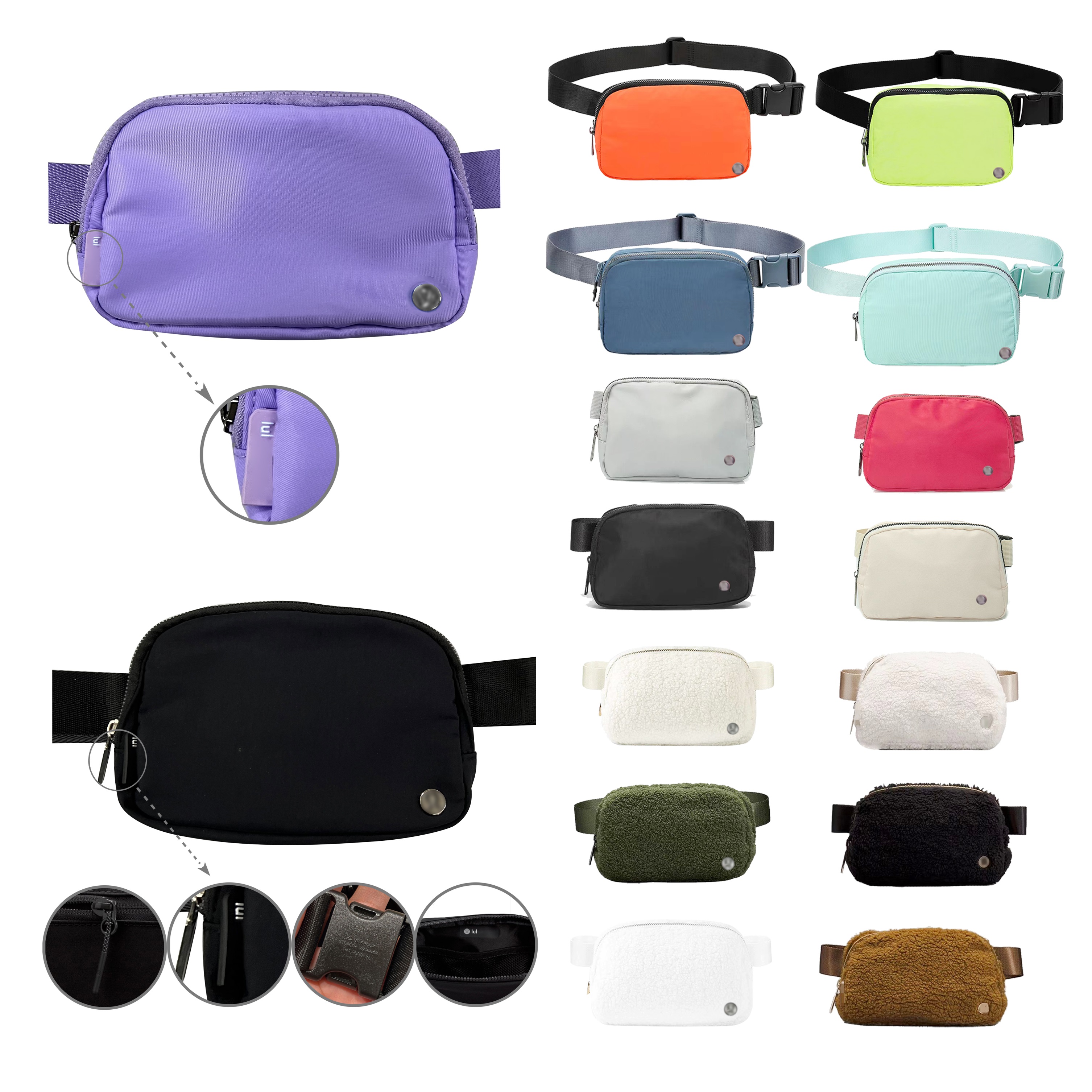 

Nylon Teedy Waistpacks lulu belt everywhere Waist Bag Luxurys fashion women men Totes bumbag bum chest yoga fanny pack Cross Body Shoulder city Designers Clutch bags, Upgraded version nylon-purple